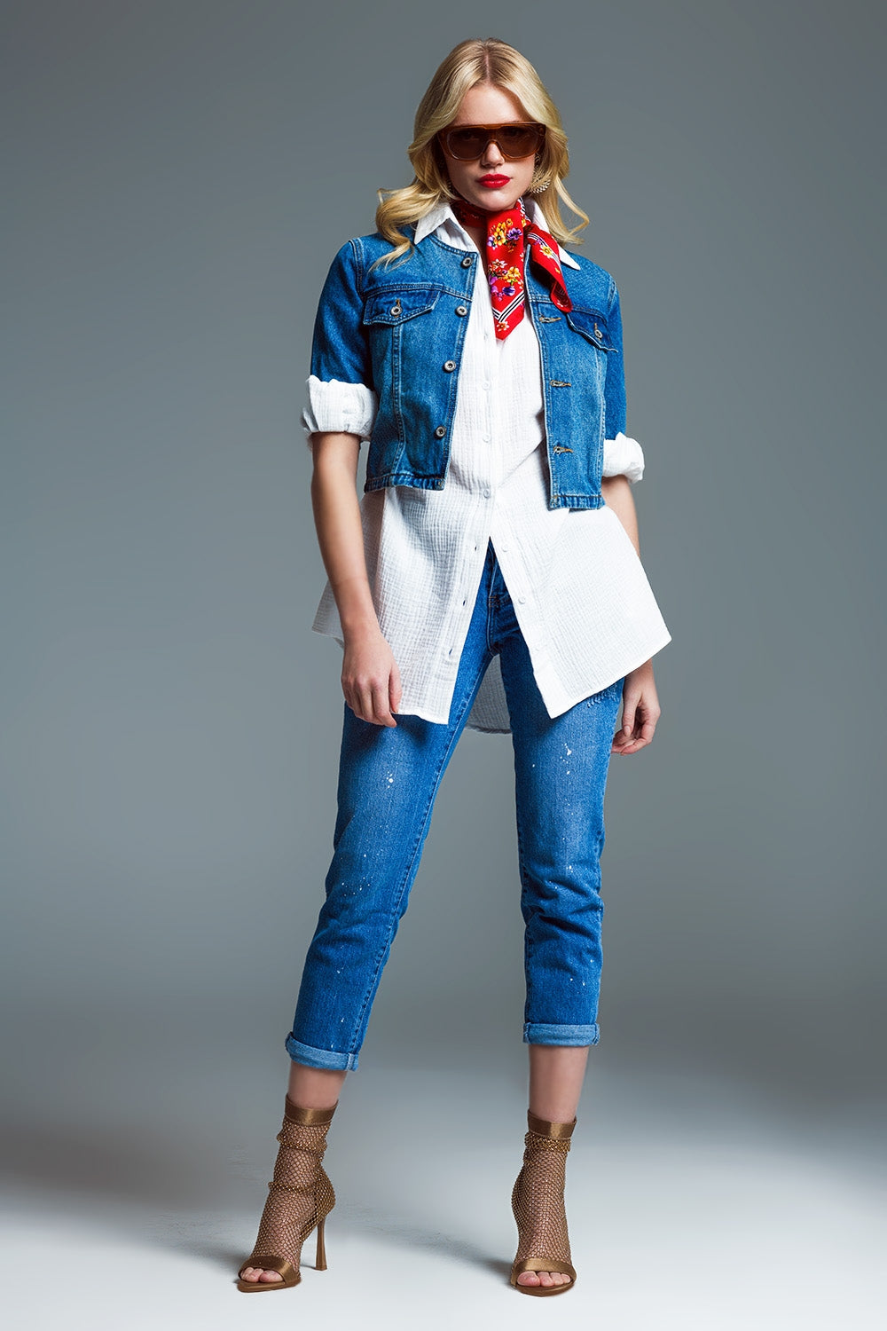 Cropped Denim Jacket CH Style In Mid Wash - Jackets