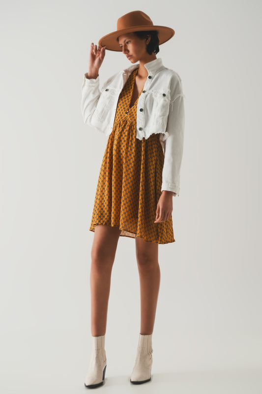 Cropped denim trucker jacket in white - Jackets