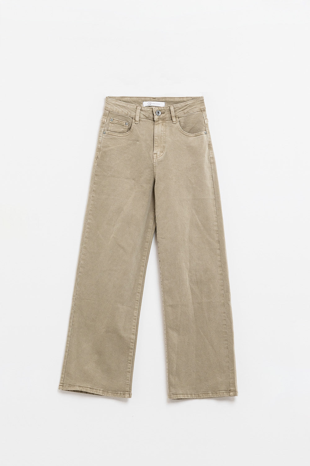 Cropped wide leg jeans in beige color Q2 Jeans BoutiqueLua