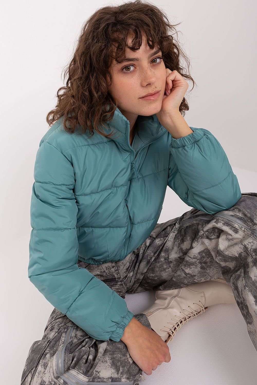 Quilted Zip-Up Jacket with Hood blue - Jackets