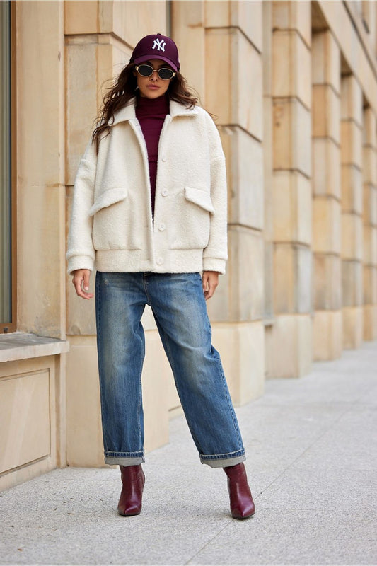 Ivon Stylish Faux Lambskin Jacket - Jackets