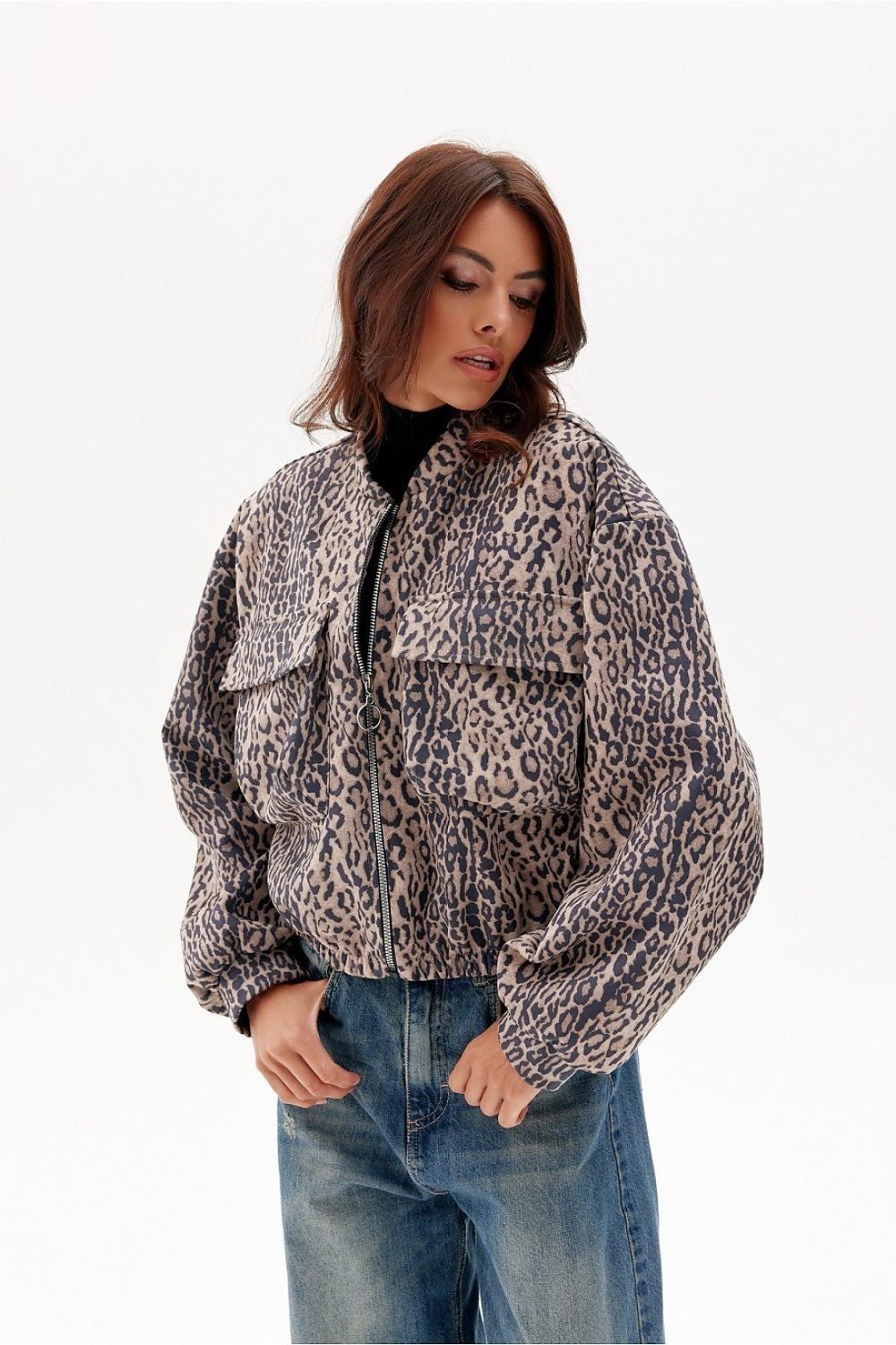 Rita Suede Jacket with Animal Print - Jackets