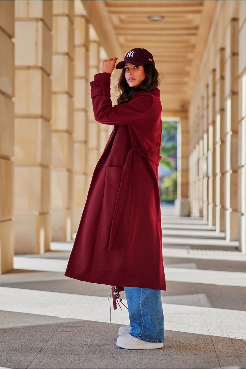 Classic Wool Waist-Tied Coat with Pockets - Coats