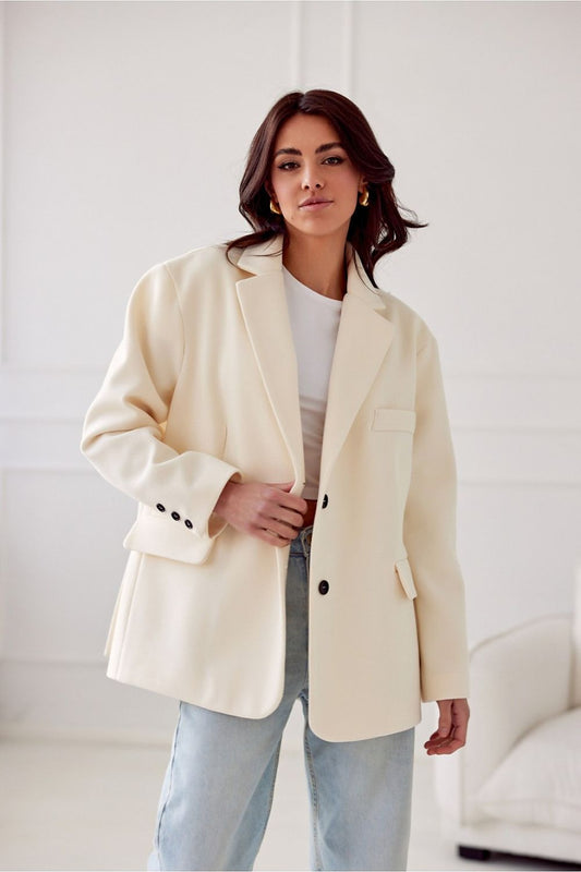 Voluminous Blazer With Lowered Shoulder beige one-size-fits-all - Blazers