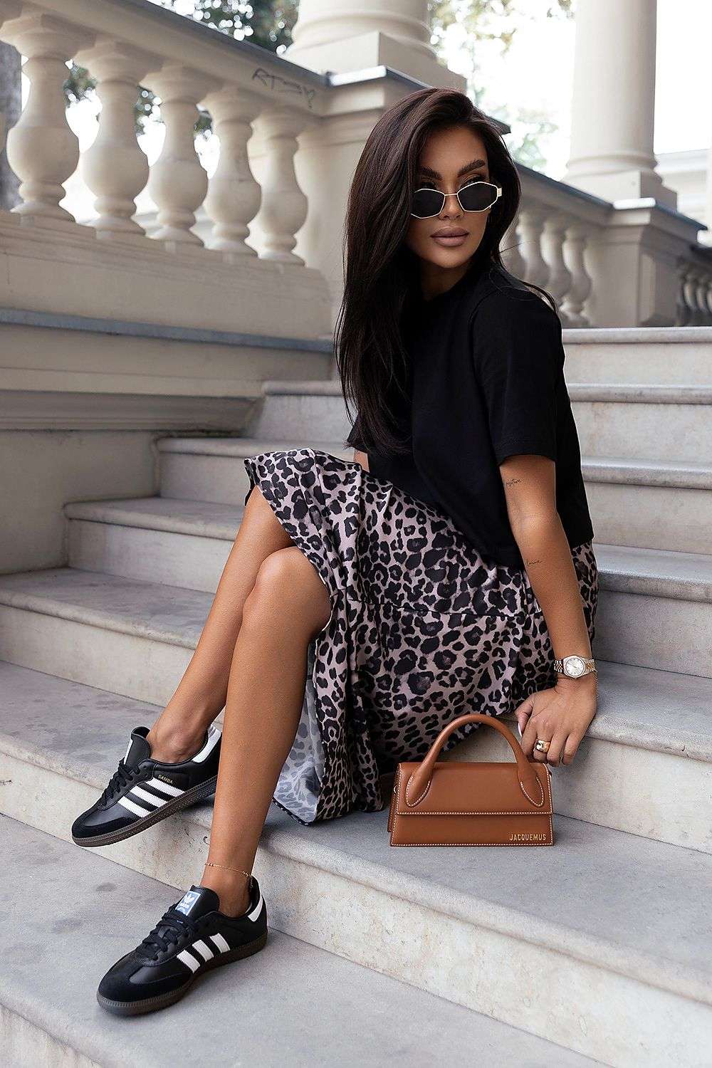 Kami Panther Motif Long Skirt