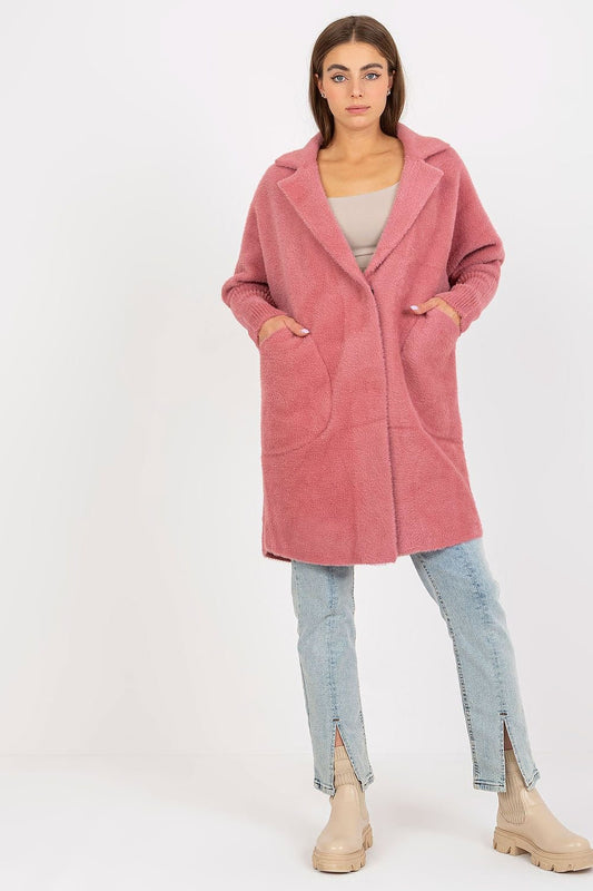 Stylish Women's Long Sleeve Coat with Pockets pink one-size-fits-all - Coats