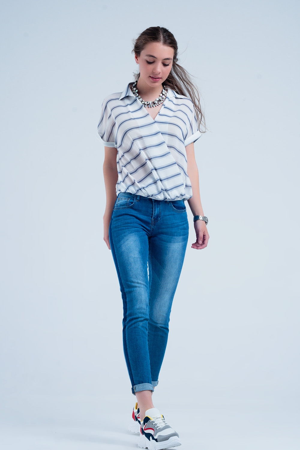 Denim jeans with blue side stripe - Jeans