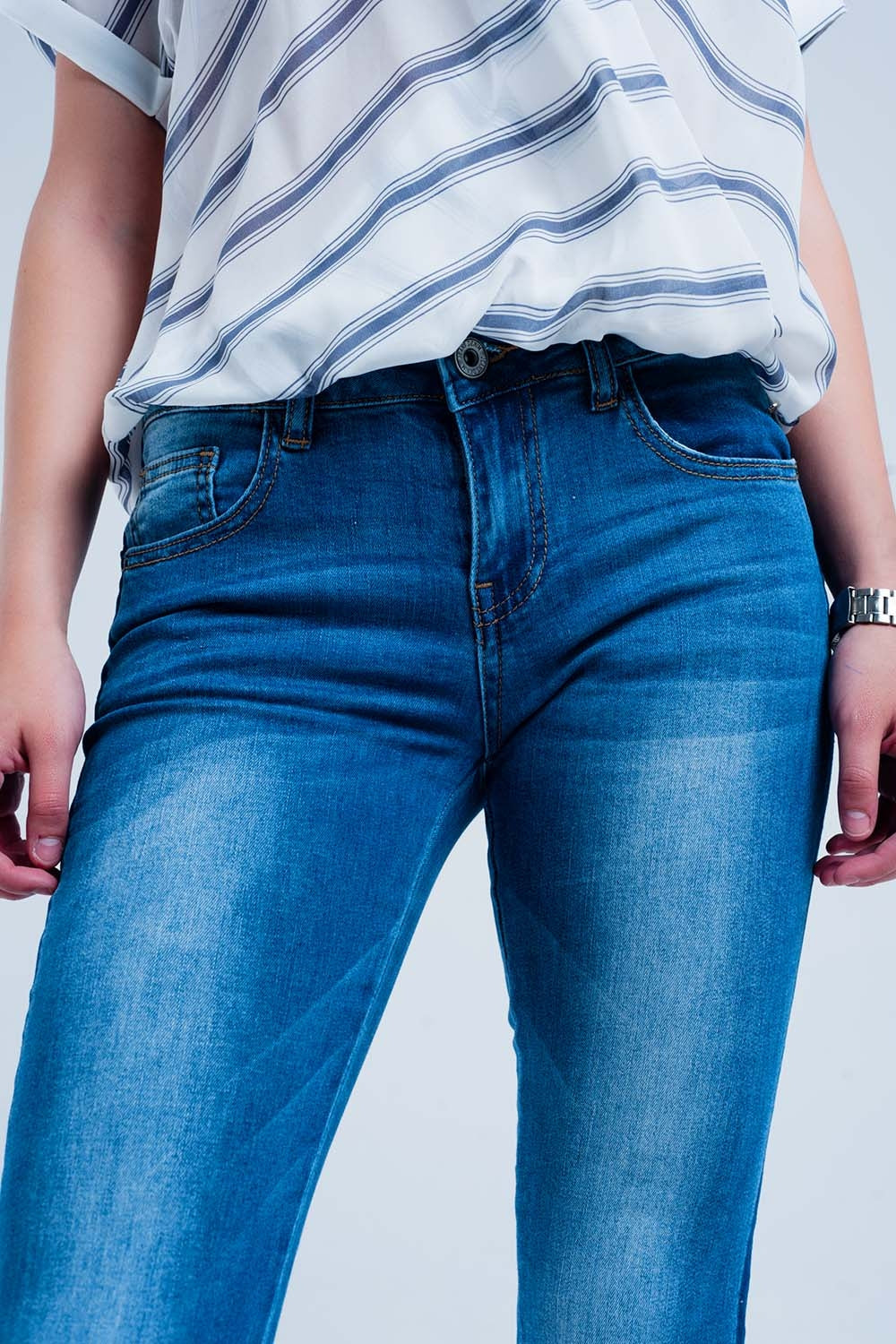 Denim jeans with blue side stripe - Jeans