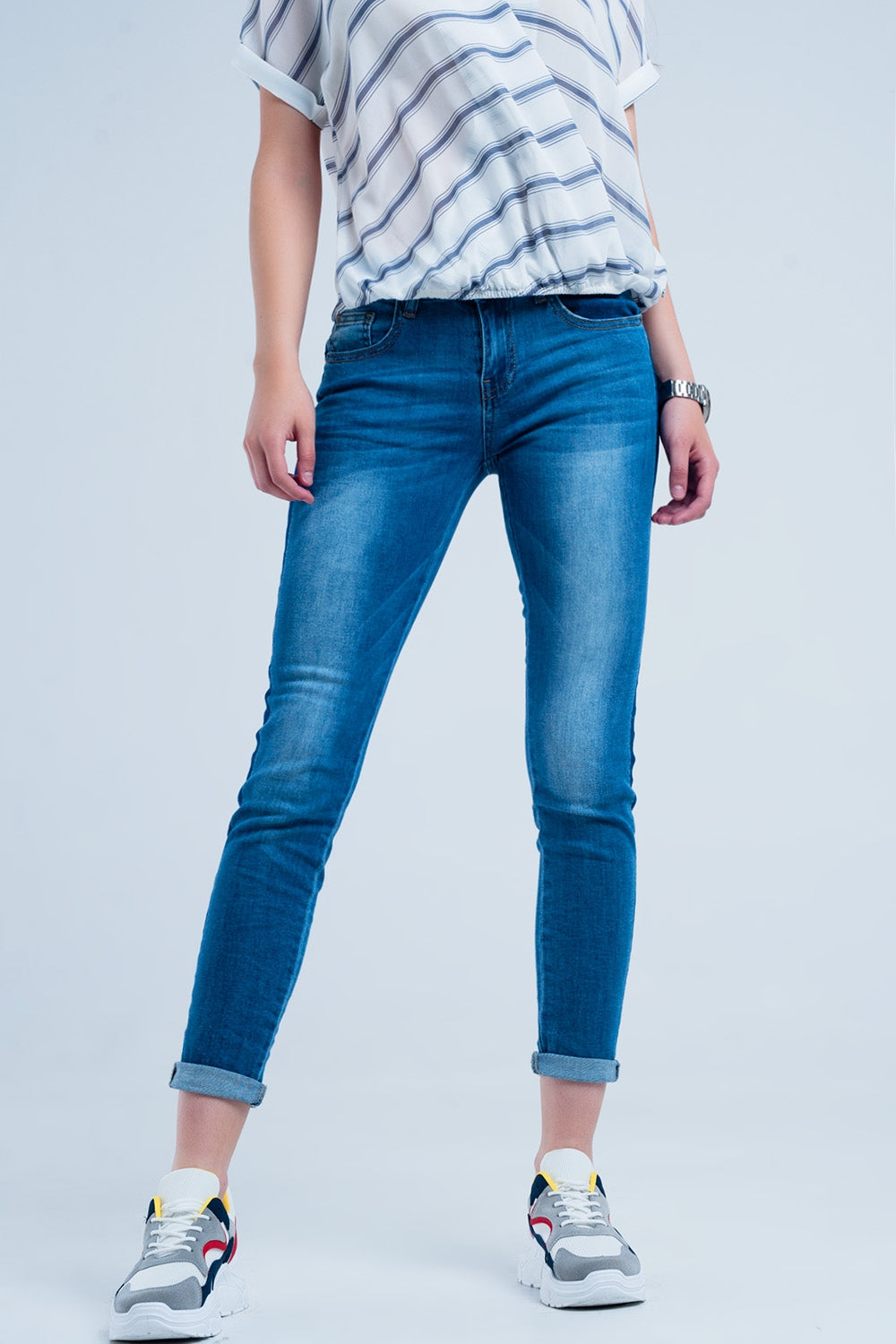 Denim jeans with blue side stripe - Jeans