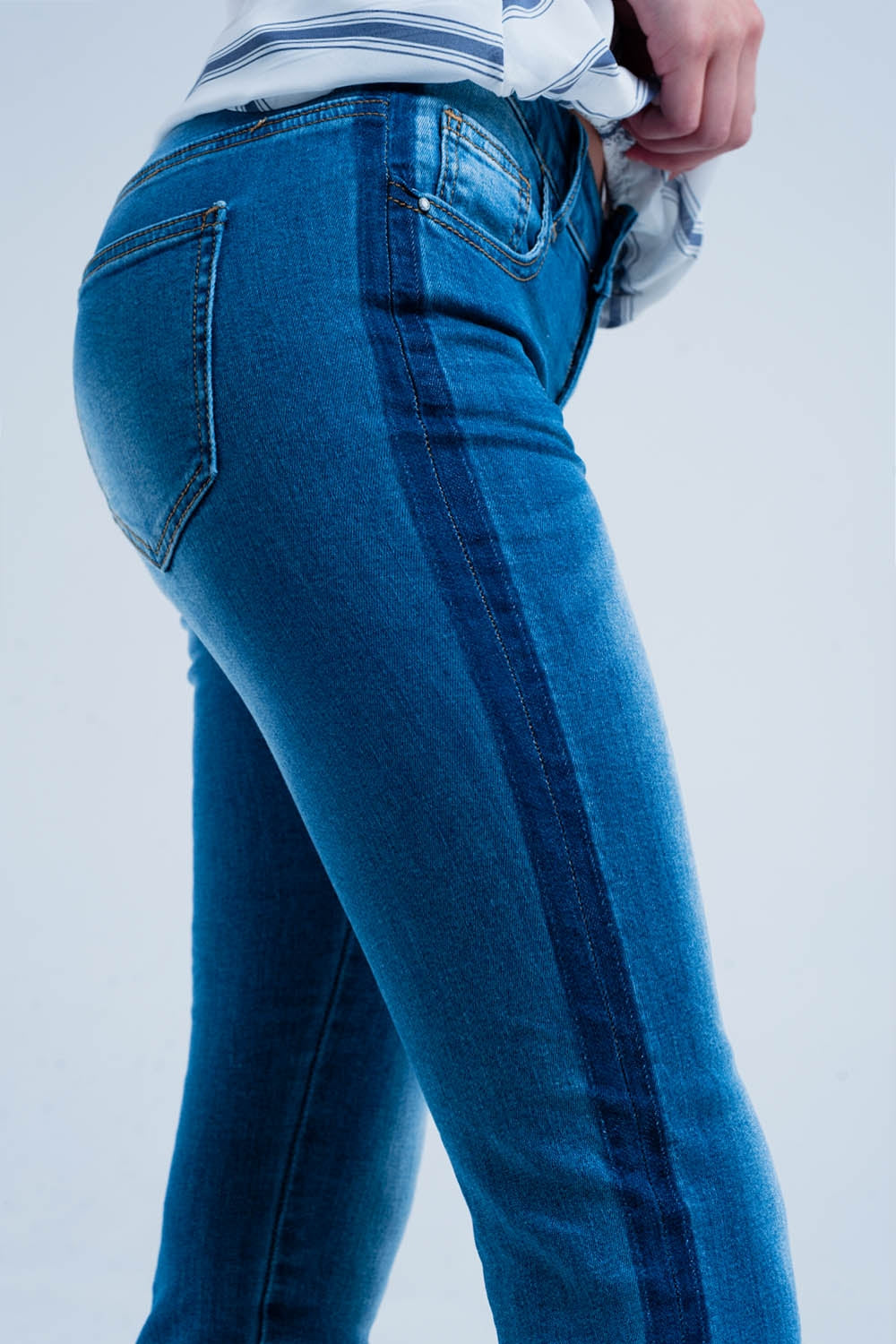 Denim jeans with blue side stripe - Jeans