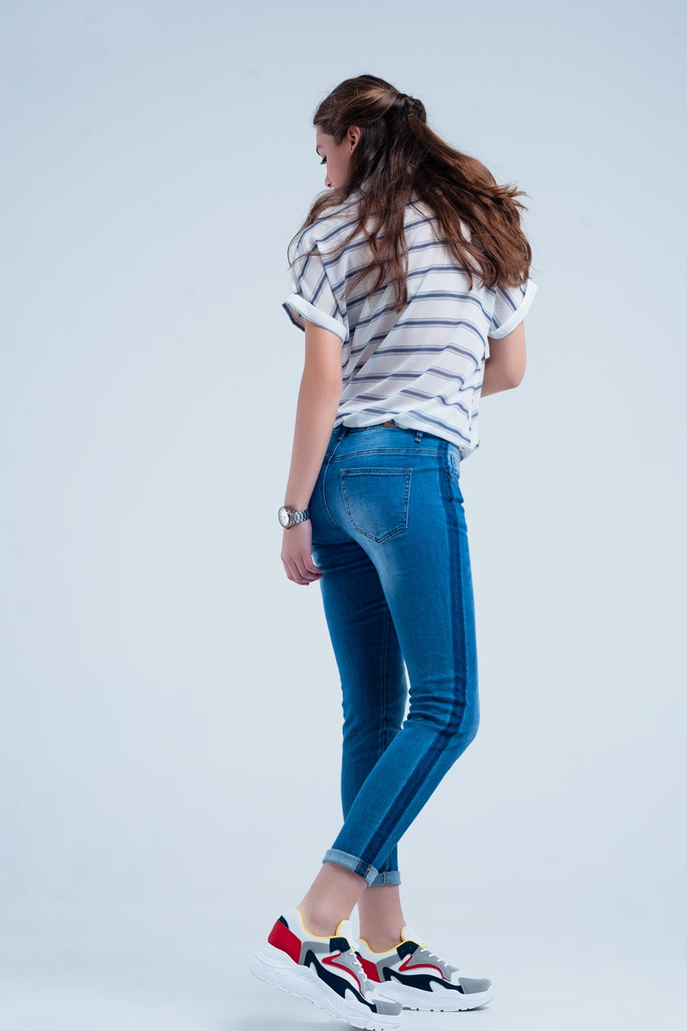 Denim jeans with blue side stripe - Jeans