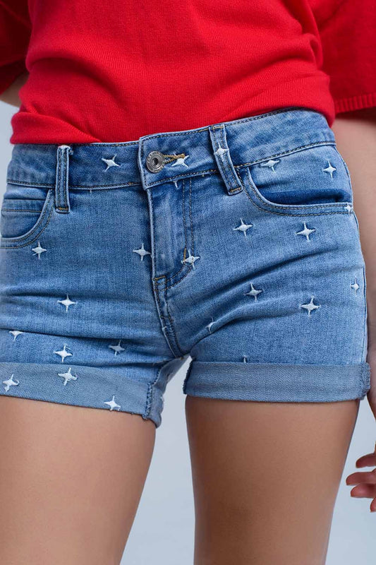 Denim shorts with stars detail - Shorts