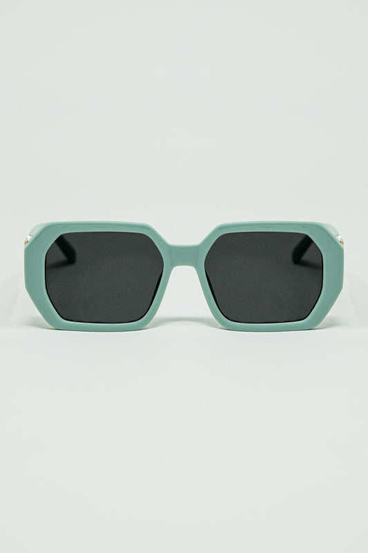 Diamond-Shaped Sunglasses with light Emerald Lenses - Sunglasses