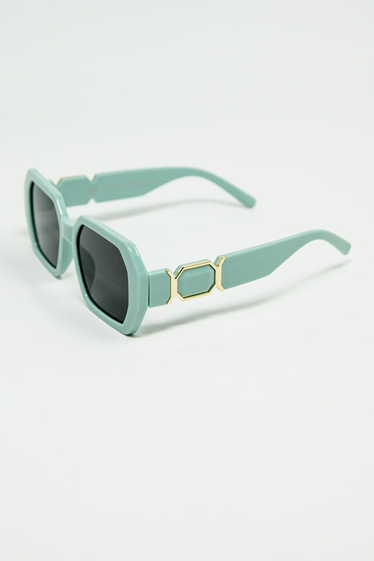 Diamond-Shaped Sunglasses with light Emerald Lenses - Sunglasses