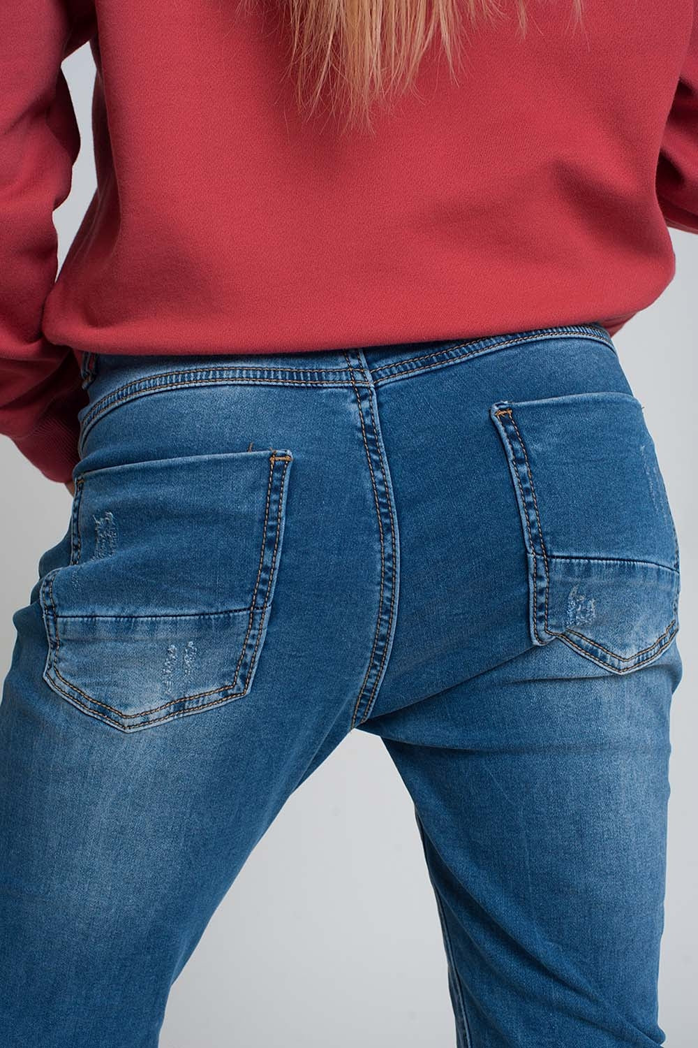 distressed boyfriend jeans  blue denim Q2 Jeans BoutiqueLua