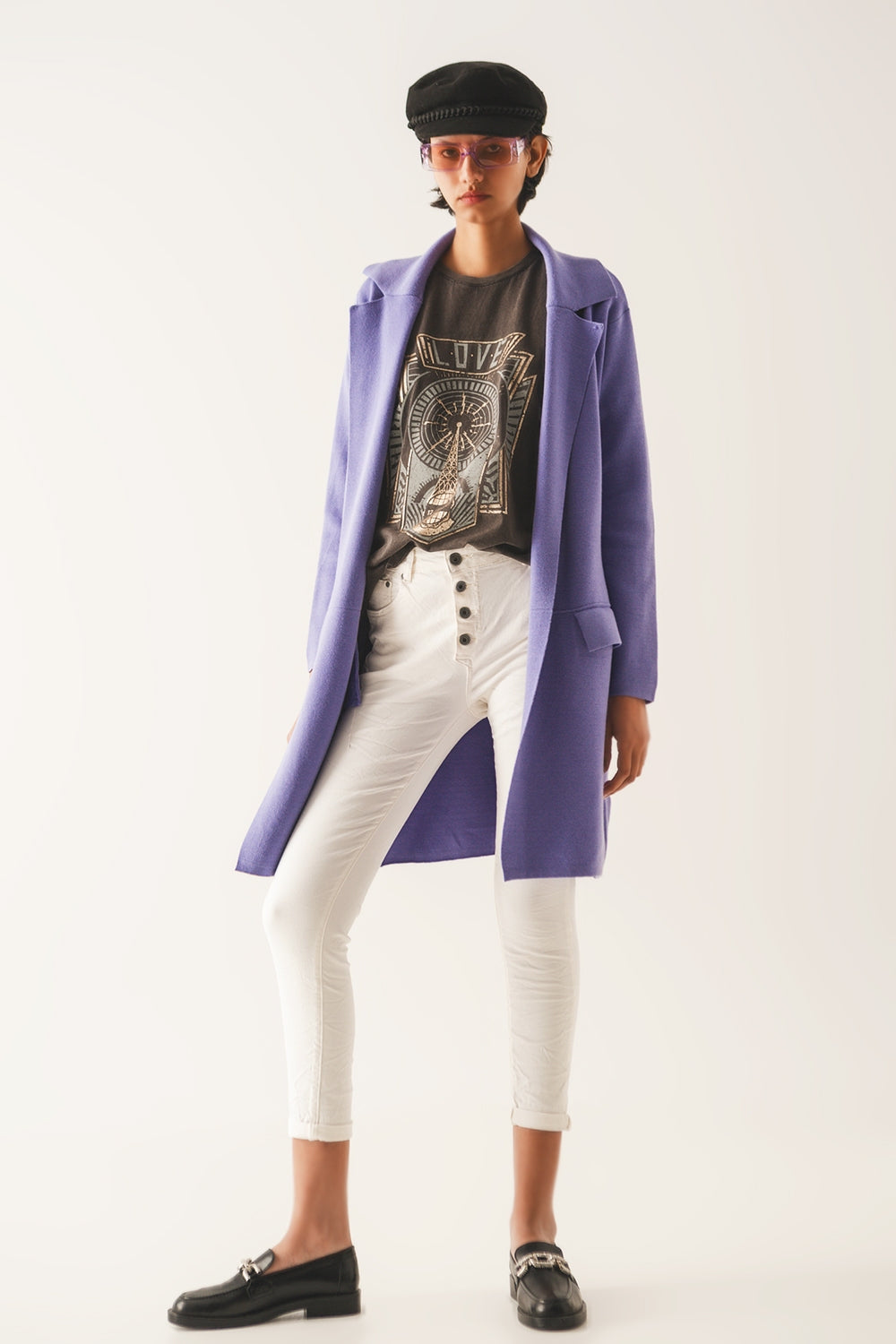 Exposed buttons skinny jeans in cream Q2 Jeans BoutiqueLua