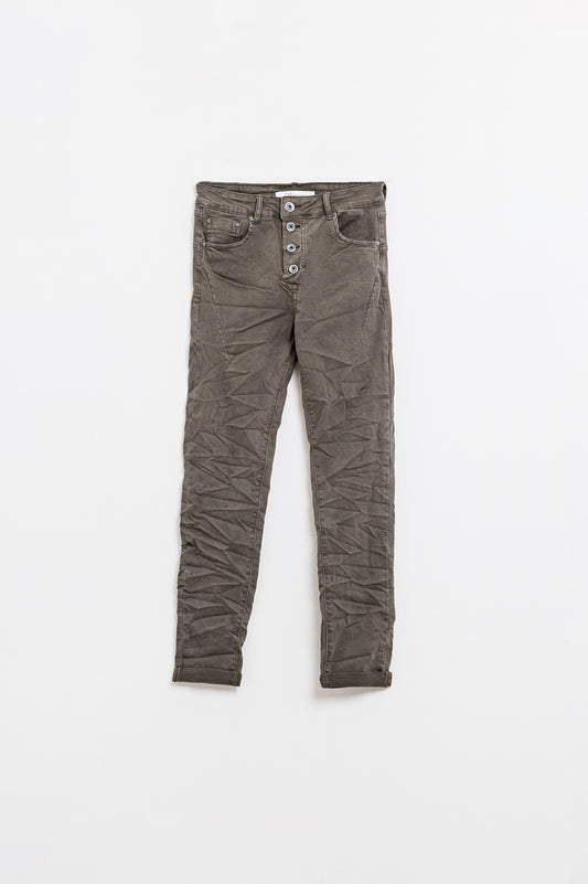 Exposed buttons skinny jeans in gray - Jeans