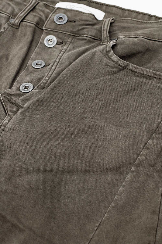Exposed buttons skinny jeans in gray - Jeans