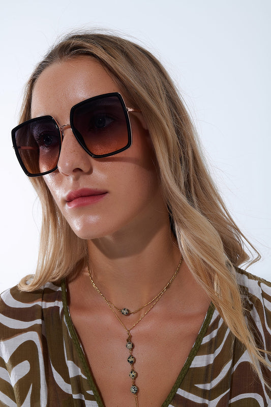 Extra Large Square Sunglasses in Chocolate Brown -