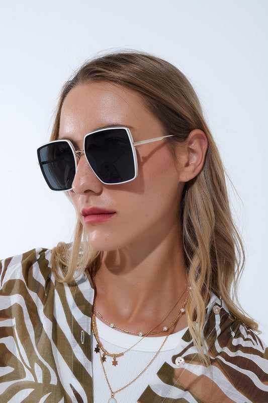 Extra Large Square Sunglasses in White -