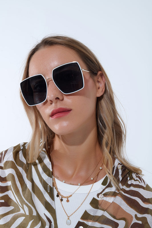 Extra Large Square Sunglasses in White -