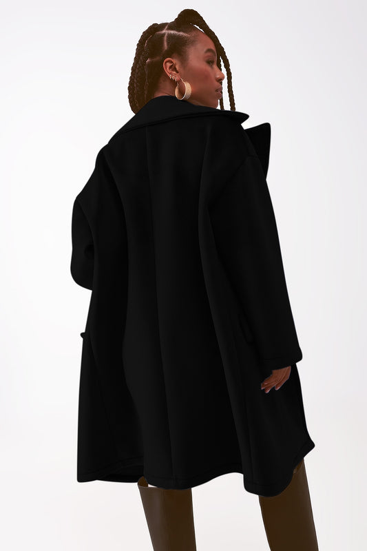 Faux suede oversized coat in black - Coats