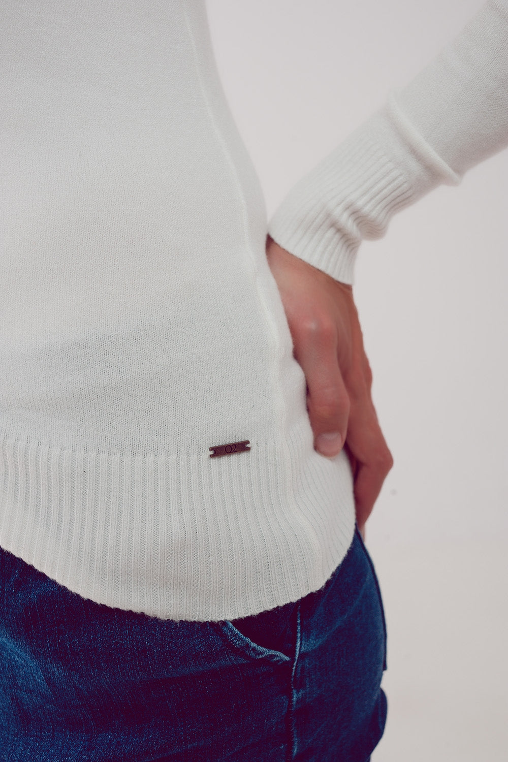 Fine knit high neck jumper in cream Q2 Sweaters BoutiqueLua