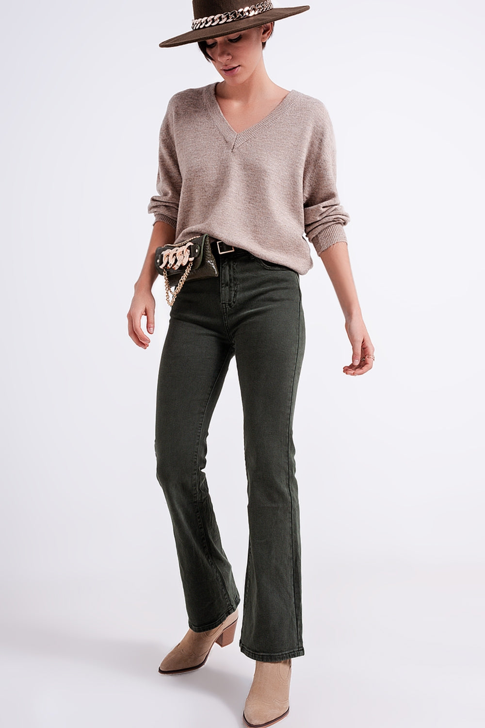 Flared jeans in olive - Jeans