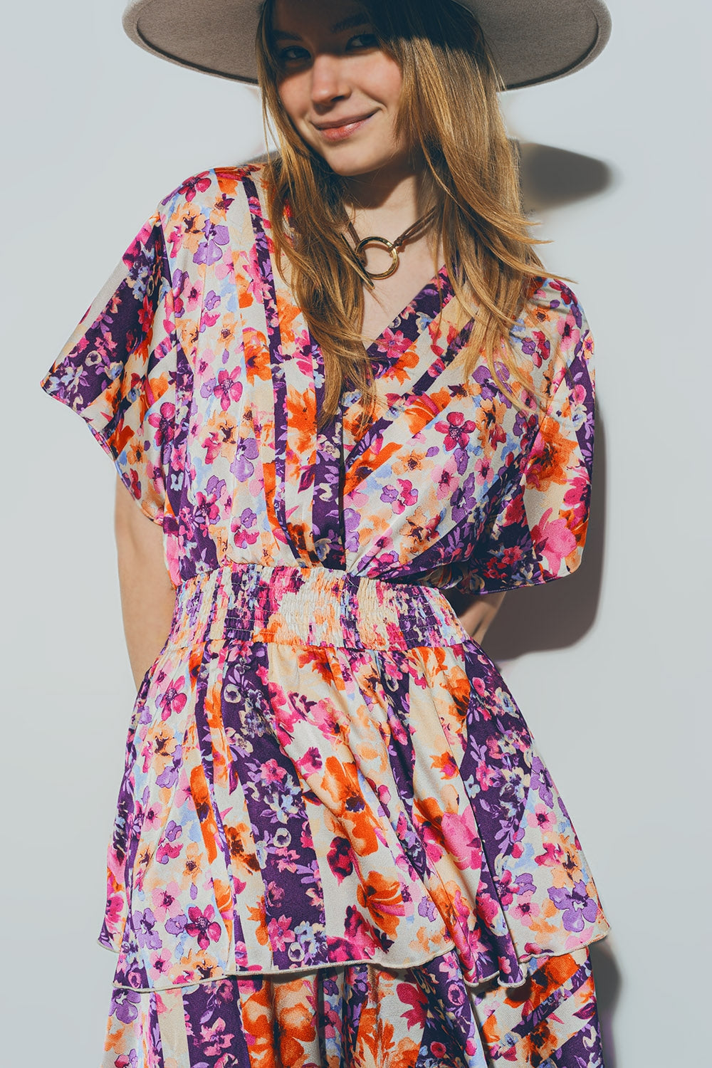 Floral Mini Dress in Multicolour Q2 Dresses BoutiqueLua