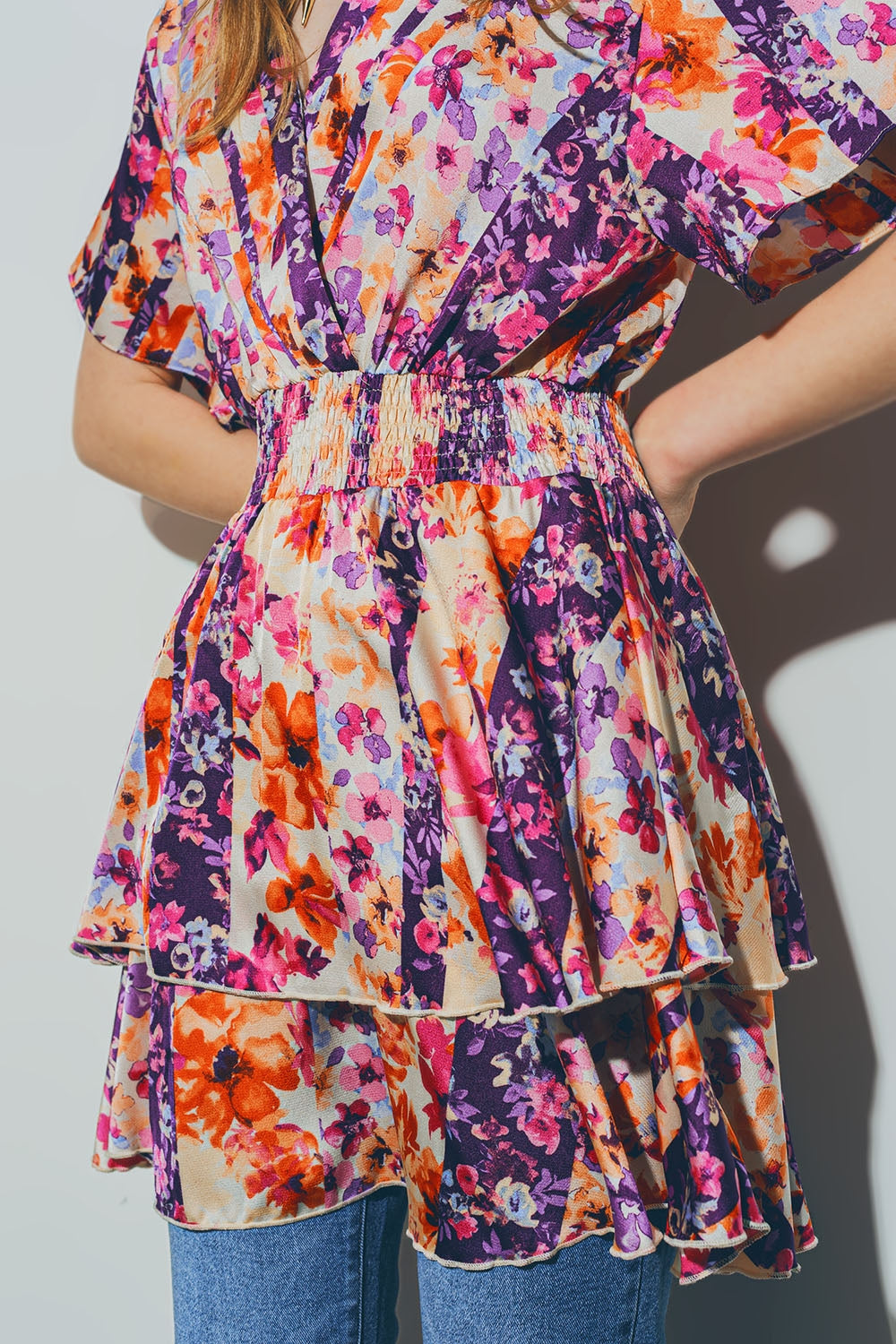Floral Mini Dress in Multicolour Q2 Dresses BoutiqueLua