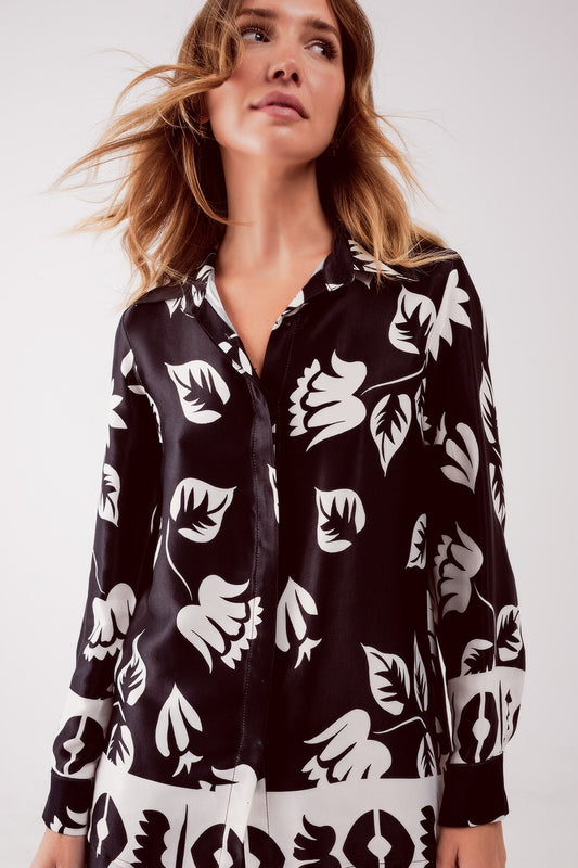 Floral print shirt in black - Shirts
