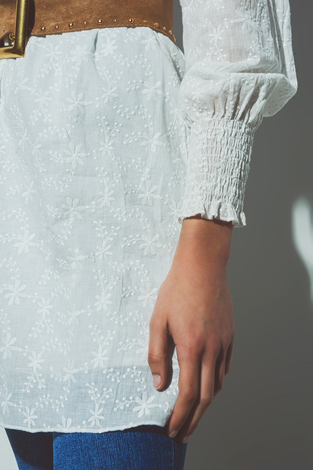 Floral Textured Mini Dress in White Q2 Dresses BoutiqueLua