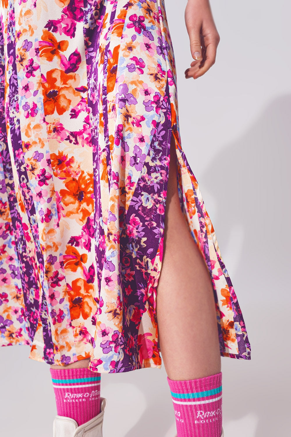 Flower Print Front Knot Maxi Dress in Multicolour Q2 Dresses BoutiqueLua