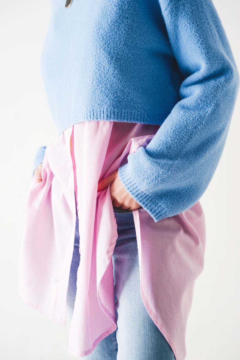 Fluffy cropped jumper in blue Q2 Sweaters BoutiqueLua