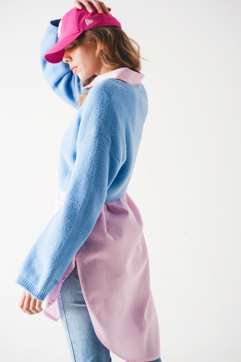 Fluffy cropped jumper in blue Q2 Sweaters BoutiqueLua