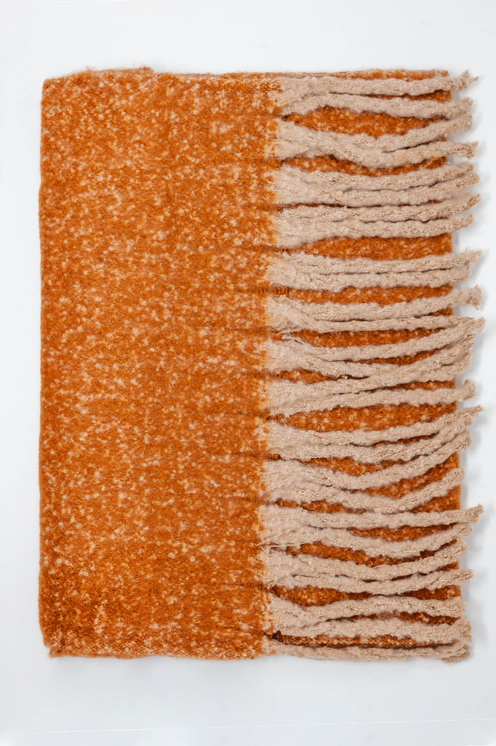 Fluffy tassel scarf in beige - Scarves