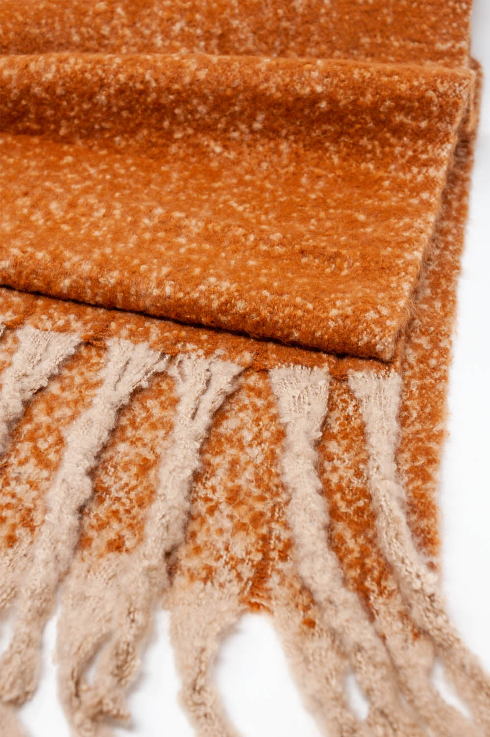 Fluffy tassel scarf in beige - Scarves