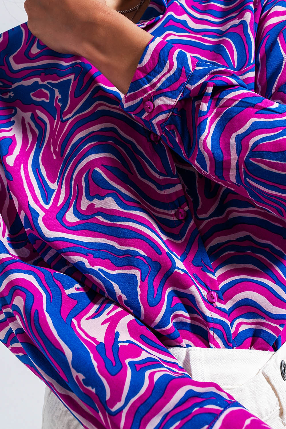 Fluid shirt in bright abstract purple - Shirts