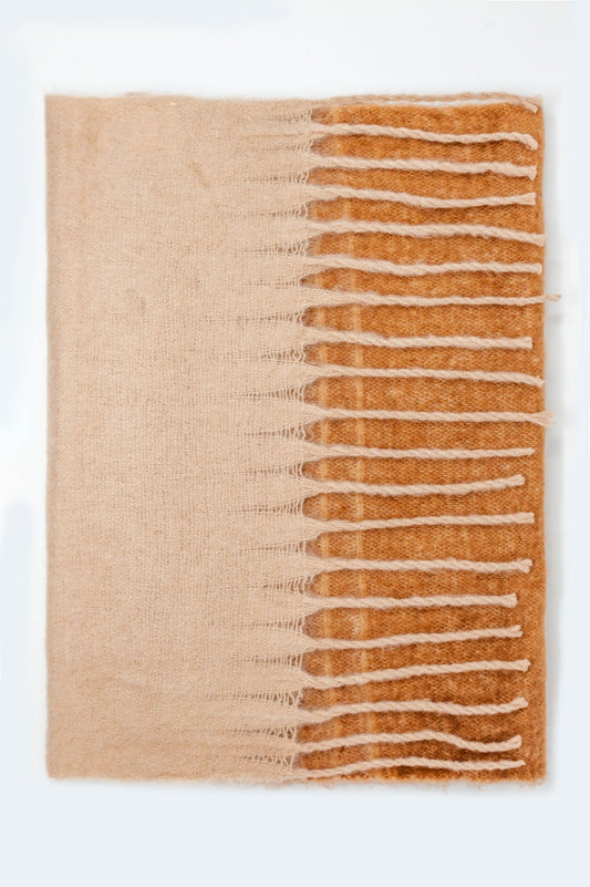 Fringed striped scarf in beige - Scarves