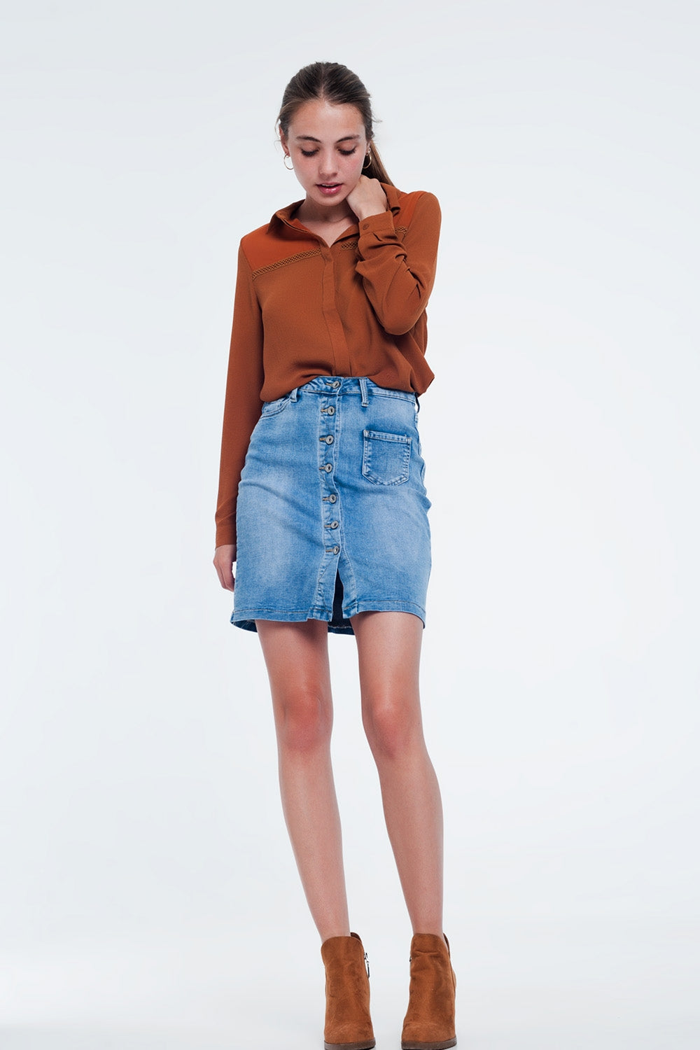Front insert blouse orange - Blouses
