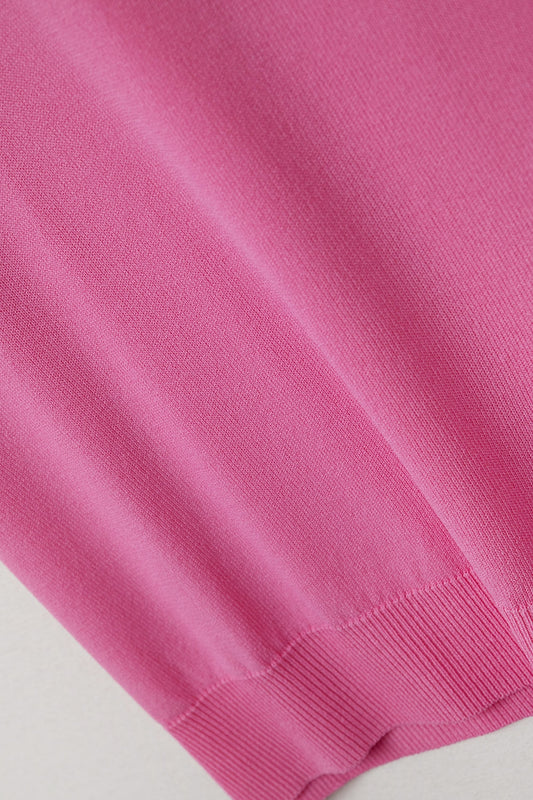 Fucshia fine knit V-neck sweater - Sweaters