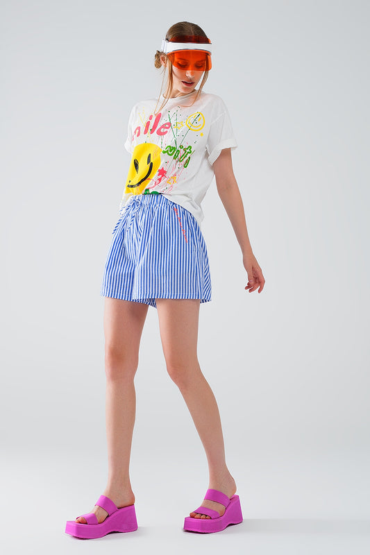 Graphic Smile with me Text T-Shirt in White - T-Shirts