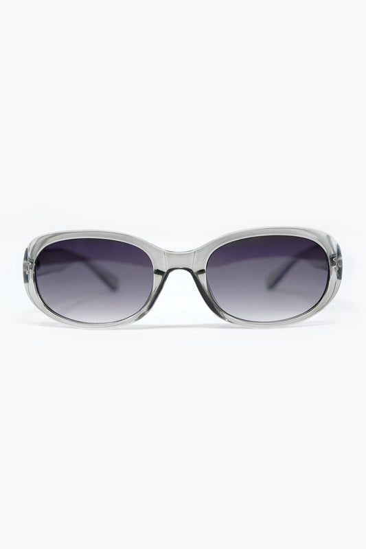 Grey Acrylic Oval Oversized Sunglasses -