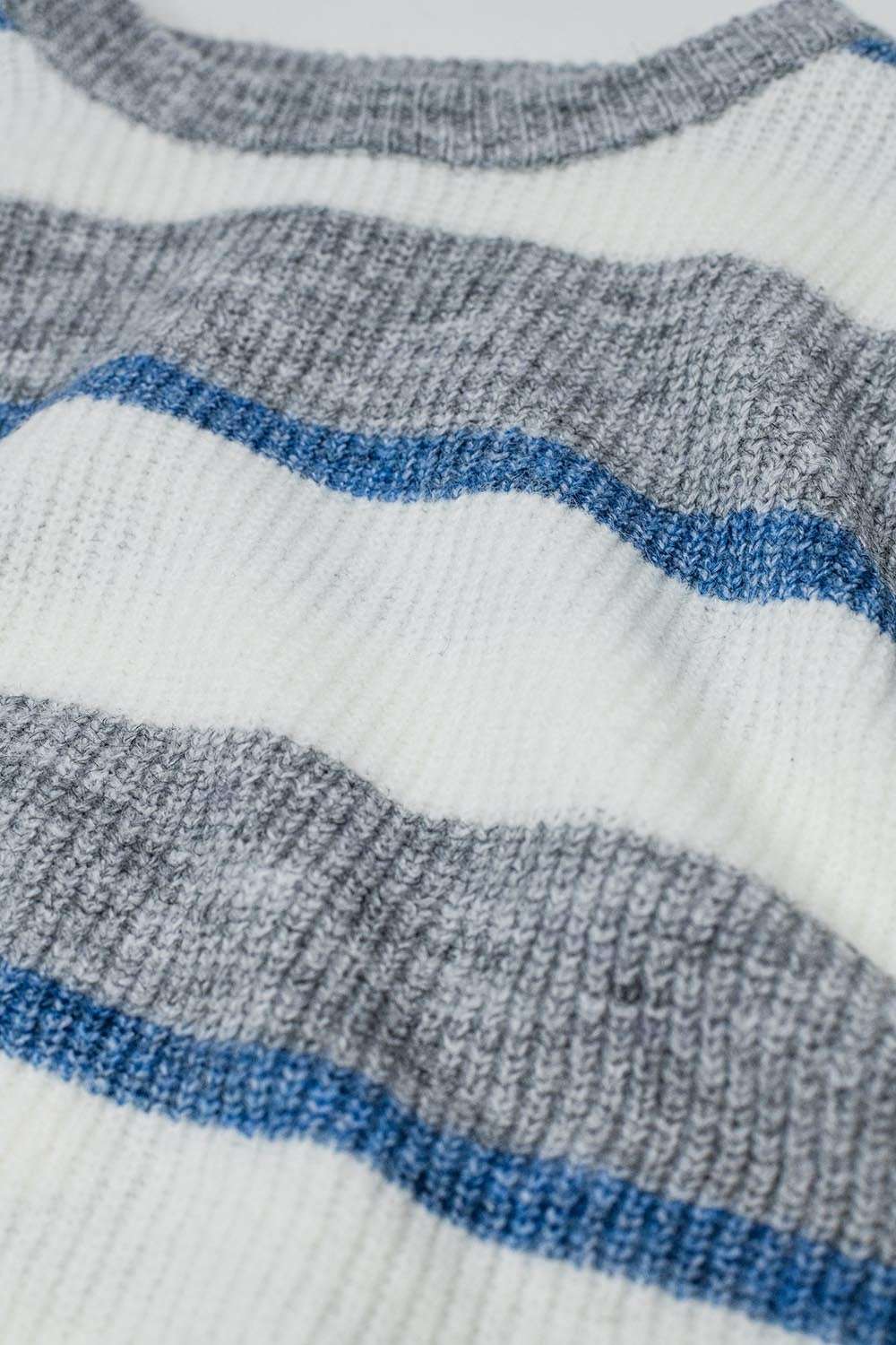 Grey jersey with ecru and blue stripes - Jumpers