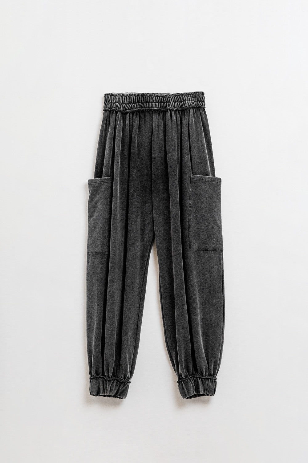Grey jogger pants with elastic waist and pocket side - Trousers