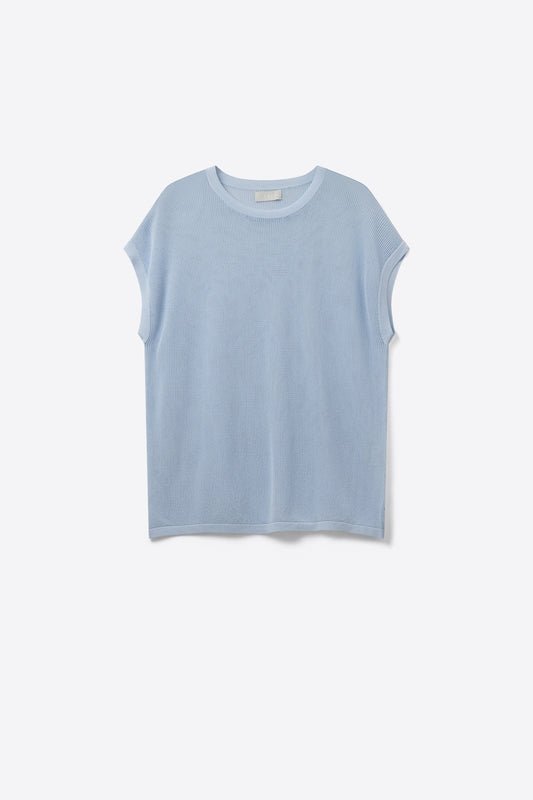 grid knit sweater in baby blue color - Jumpers