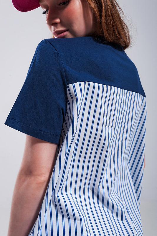 Half and half t shirt in blue - T-Shirts