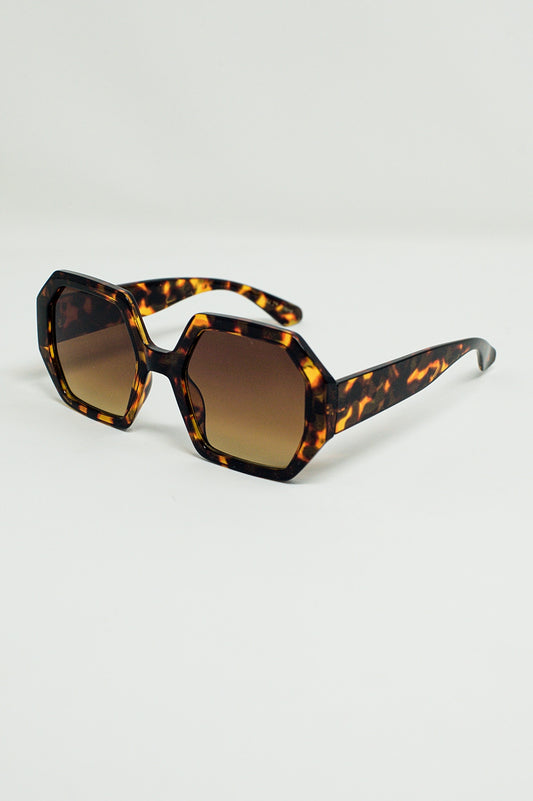 Hexagonal Oversized Sunglasses In Dark Tortoiseshell - Sunglasses