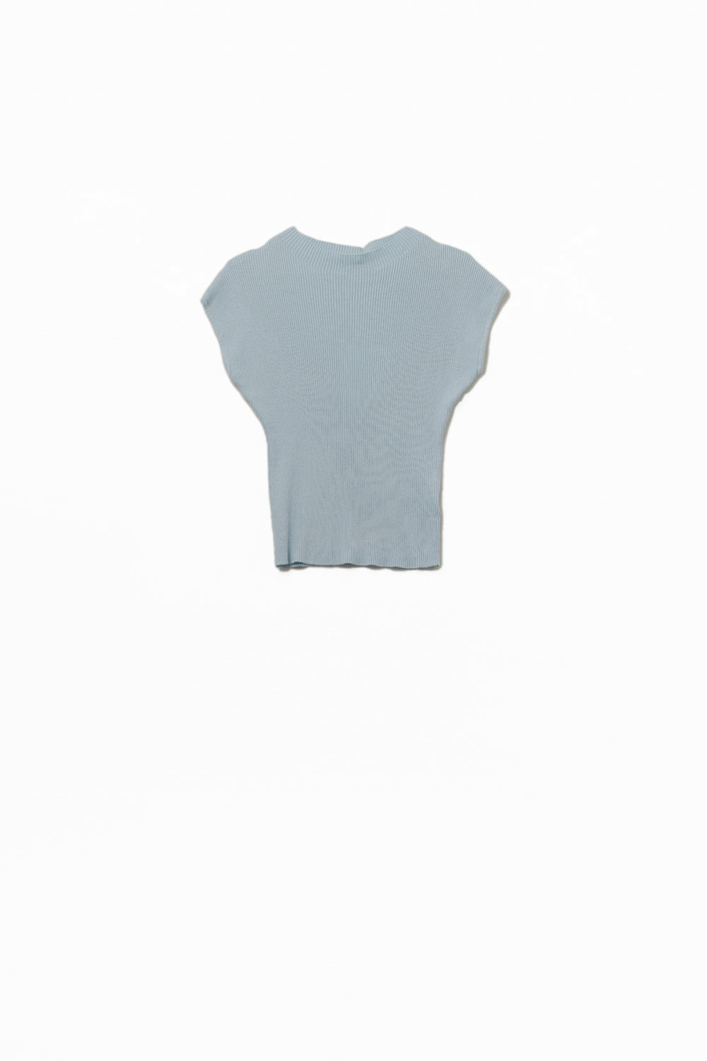High Neck Cap Sleeves ribbed sweater in blue - Jumpers