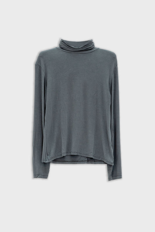 High neck long sleeve t-shirt in modal grey - T-Shirts